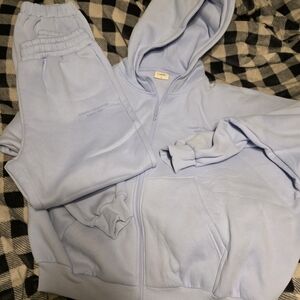 Pastel Blue Hoodie and Sweatpants Set COMFRT Nwot Zip UP MED, Pants Large